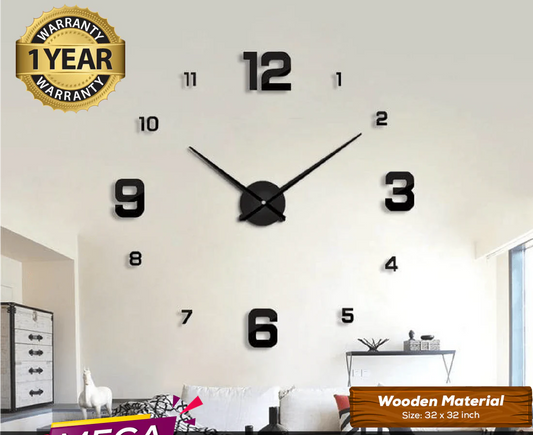 Large Wooden DIY Wall Clock with 12 Inches Needles Modern Home Decor