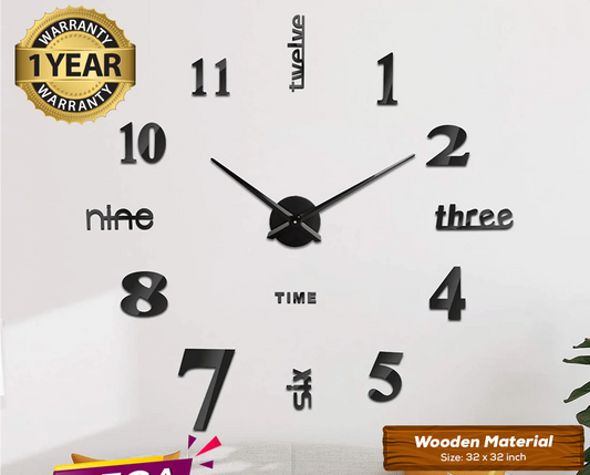 Large Wooden DIY Wall Clock with 12 Inches Needles Modern Home Decor