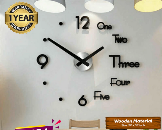 Large Wooden DIY Wall Clock with 12 Inches Needles Modern Home Decor