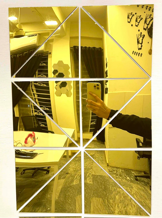 Triangle Acrylic Mirror Wall Decor Self Adhesive Triangle Mirror Tiles Wall Decoration KSA