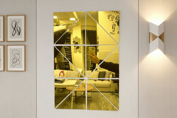 Triangle Acrylic Mirror Wall Decor Self Adhesive Triangle Mirror Tiles Wall Decoration KSA