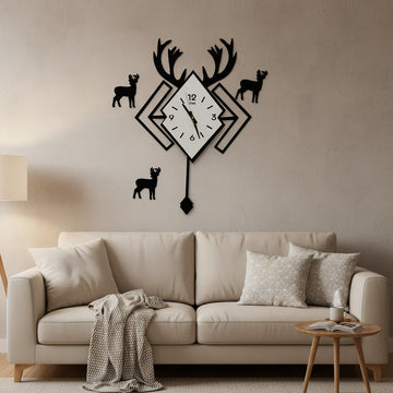 Diamond Shape Pendulum Wall Clock MDF Wooden Modern Decorative Wall Clock