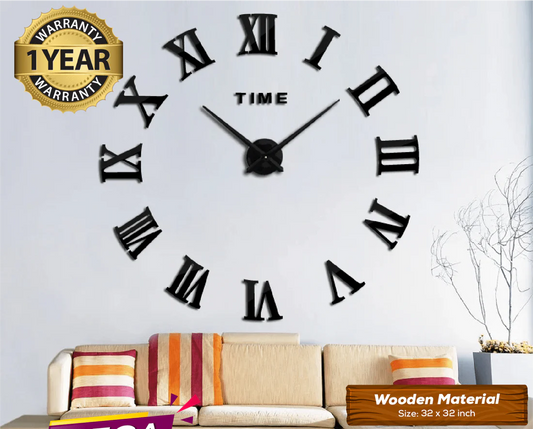 Large Wooden DIY Wall Clock with 12 Inches Needles Modern Home Decor