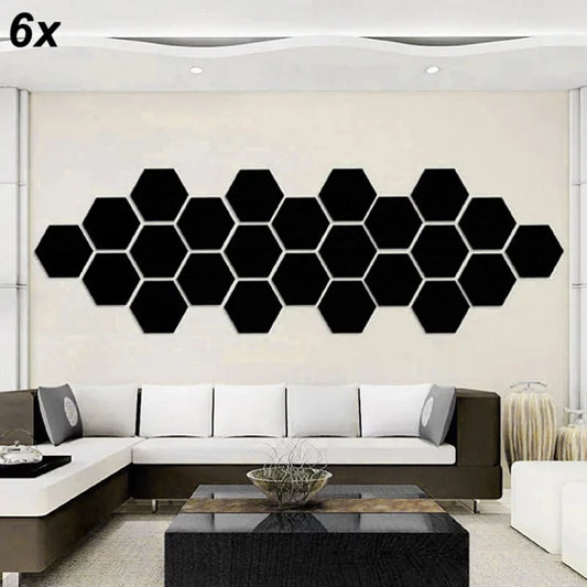 Golden Acrylic Hexagon Wall Decor Mirror 6x6 Inches 6 Pieces DIY Wall Decoration KSA