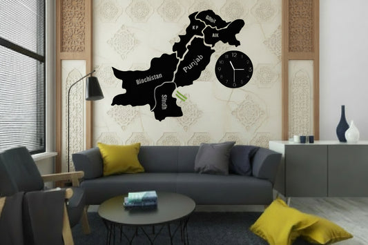 Pakistan Map Wall Clock with Rope Light Large LED Wall Decor Saudi Arabia