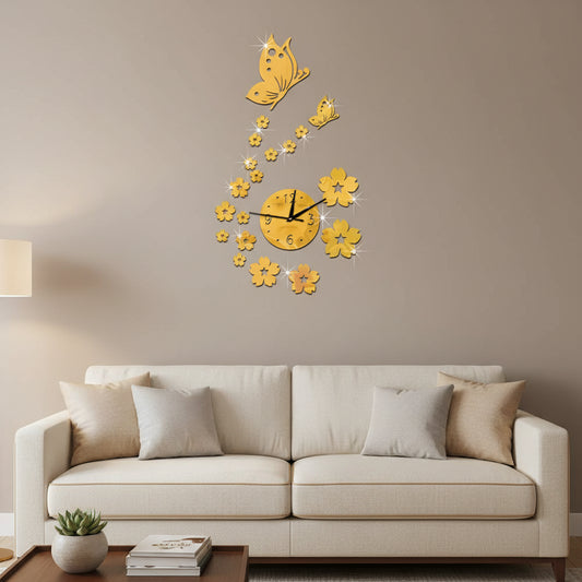 Acrylic Butterfly Wall Clock Large Modern Decorative Wall Clock
