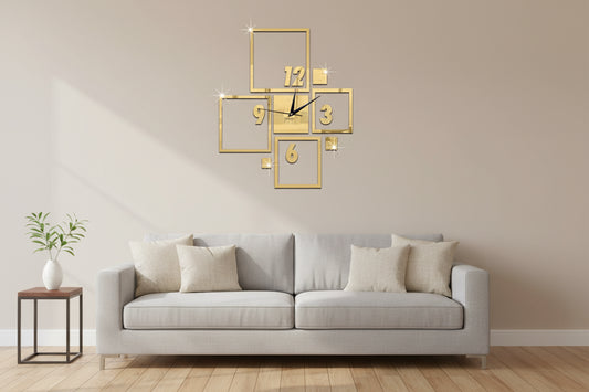 Black and Gold Acrylic Wall Clock Luxury Modern Decorative Wall Clock