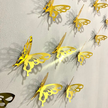 3D Acrylic Mirror Butterflies Wall Decor 4x4 Inches DIY 2026 Self Adhesive Acrylic Mirror KSA