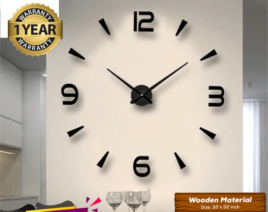 Large Wooden DIY Wall Clock with 12 Inches Needles Modern Home Decor